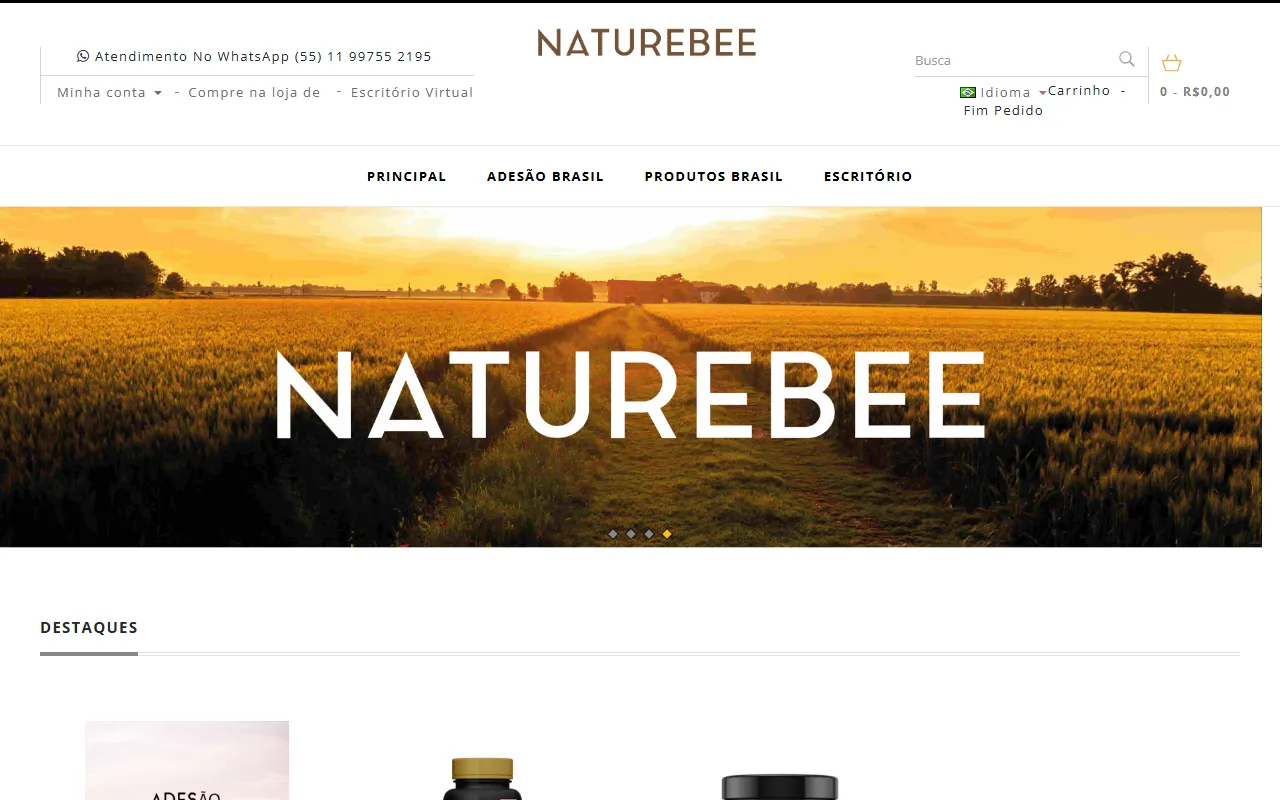 Site Naturebee — plataforma desenvolvida pela Fragasoft
